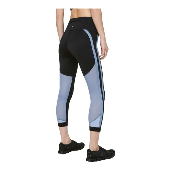 Lululemon Zip The Line Crop 23” Black / Utility Blue - Picture 3 of 10